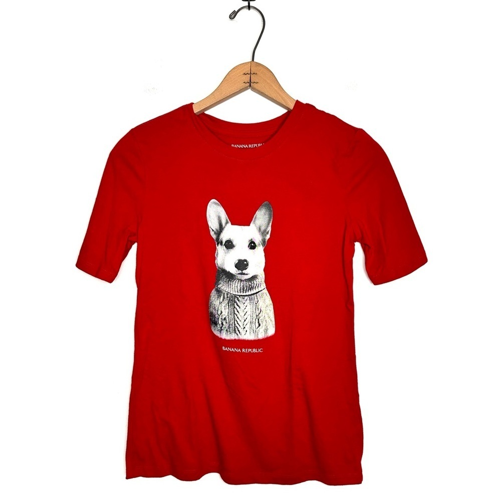 Banana Republic | Red Corgi Dog In A Sweater Soft Short Sleeve Tee Size XS